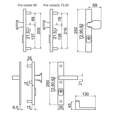 R.114.ZA.F1.TB3 biztonsági kilincs-kilincs