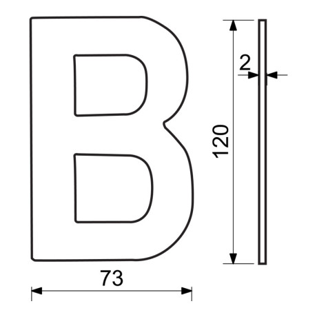 RN.120L.B.MD betű "B" 120mm réz szín