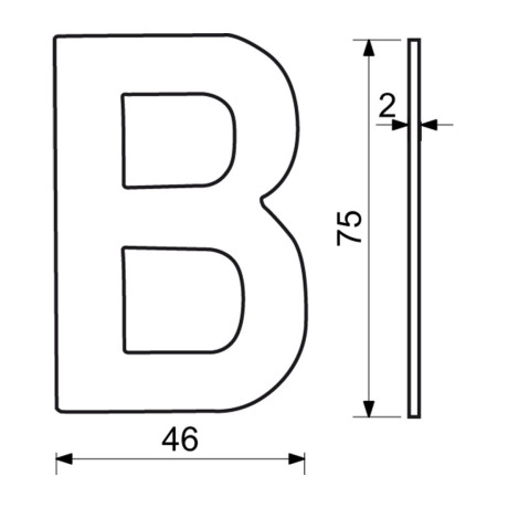 RN.75L.B.N betű "B" 75mm rozsdamentes