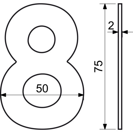 RN.75L.8.N házszám "8" 75mm rozsdamentes