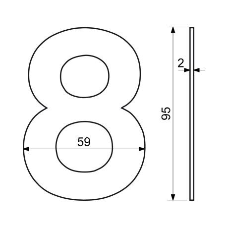 RN.95L.8.N. számjegy "8" 95mm rozsdamentes