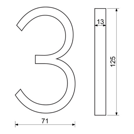 RN.125V.3.CE szám "3" fekete