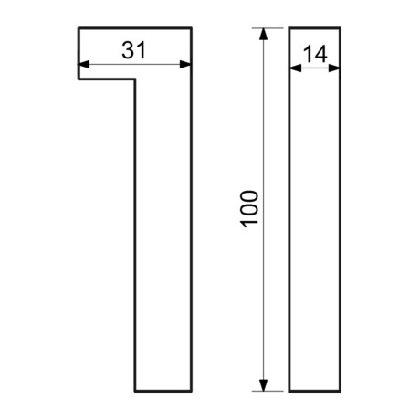 Číslo "1" 3D 100mm Al 