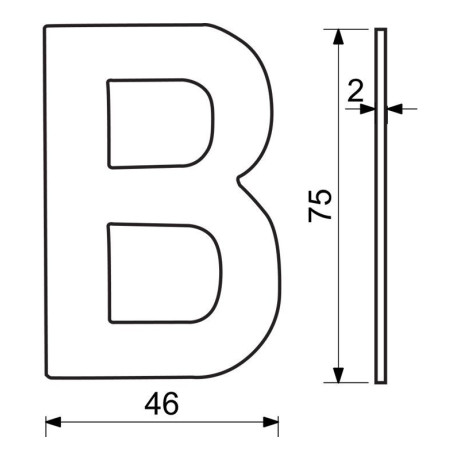 RN.75L.MD betű "B" 75mm réz