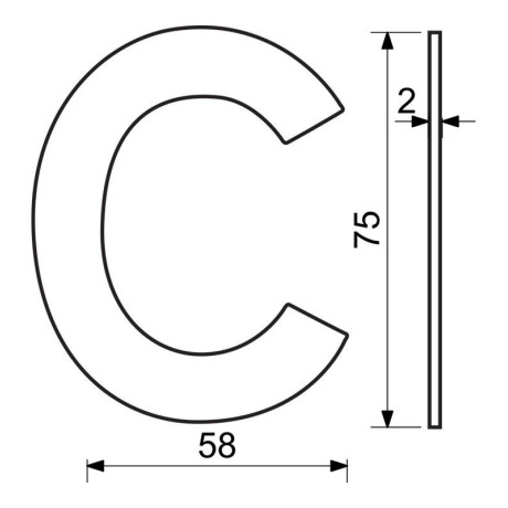 RN.75L.MD betű "C" 75mm réz